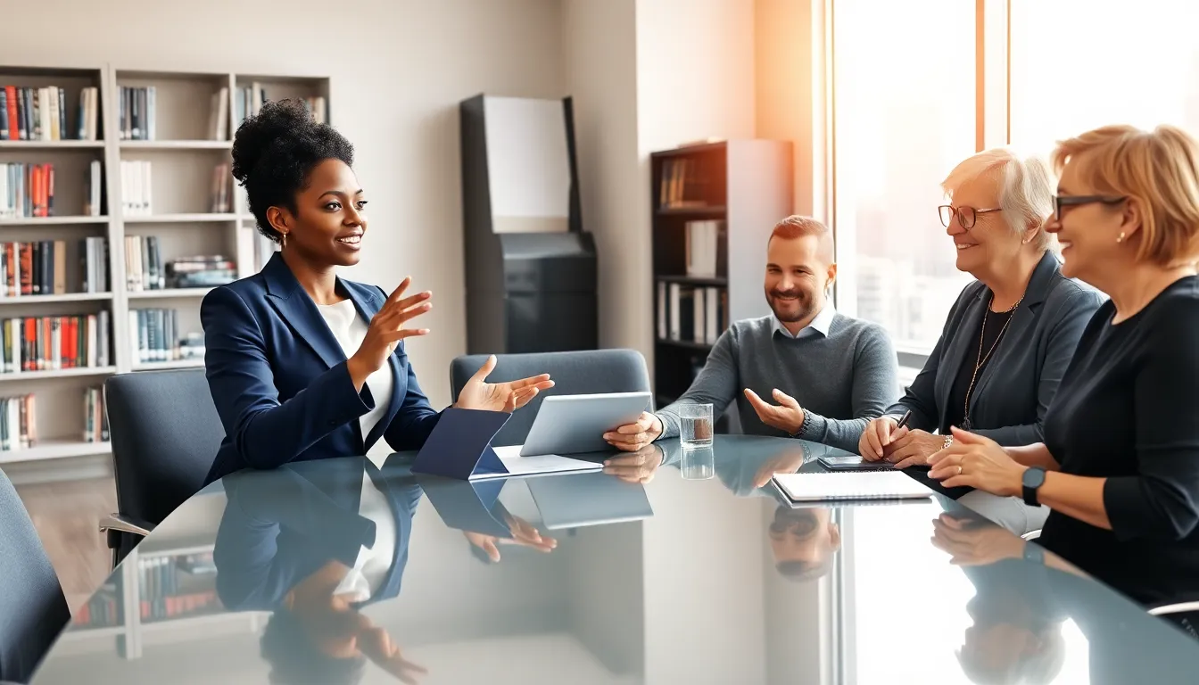a diverse real estate team collaborating in a modern office setting.