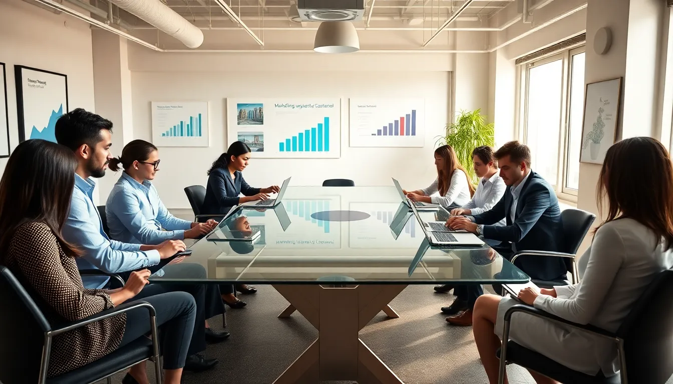 diverse team collaborating in a modern office setting.